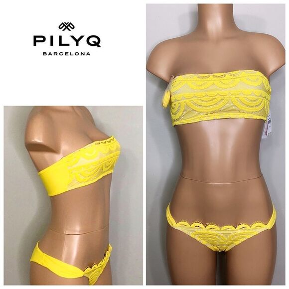PILYQ gold lace bikini. NO STRAPS. Retails $192. Medium - Picture 1 of 16